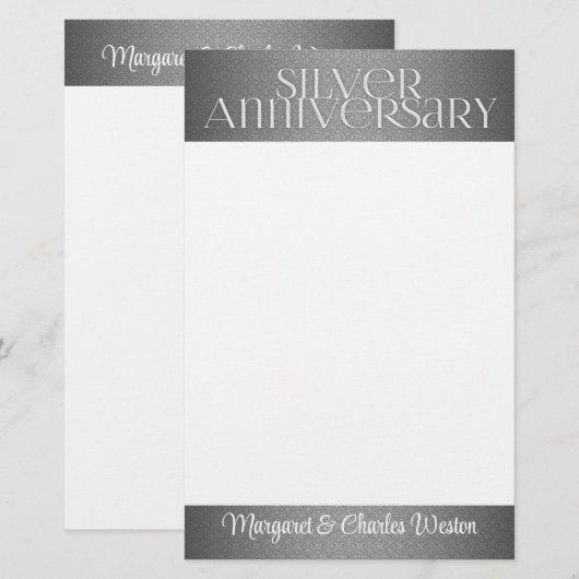 25e Zilverweddenschap op maat Briefpapier (Voorkant / Achterkant)