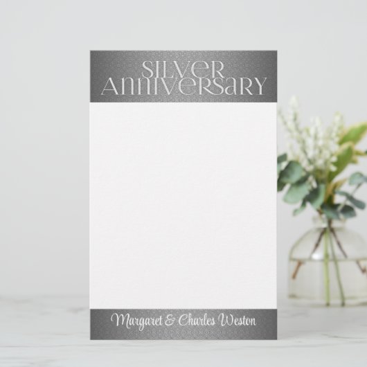 25e Zilverweddenschap op maat Briefpapier (Staand voorkant)