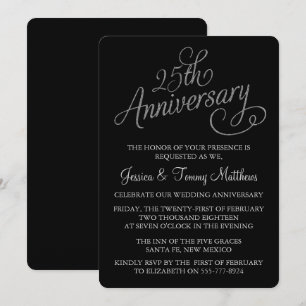 25e Zilverweddenschappen Jubileum-uitnodigingen Kaart