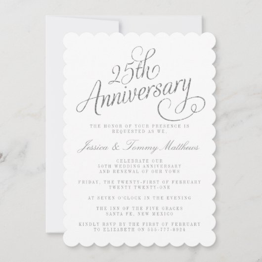 25e Zilverweddenschappen Jubileum-uitnodigingen Kaart (Voorkant)