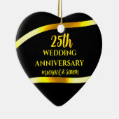 25e Zwart Goud Trouwen Jubileum Gift Keepsake Keramisch Ornament (Rechts)