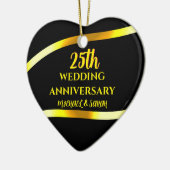 25e Zwart Goud Trouwen Jubileum Gift Keepsake Keramisch Ornament (Links)