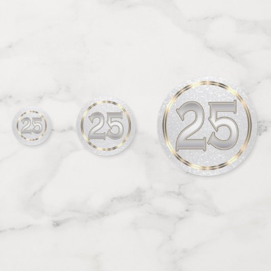 25e zwart-wit glitter confetti (Voorkanten)