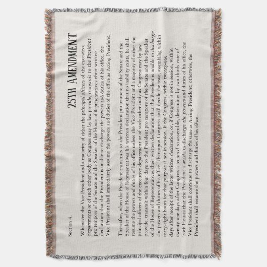 25ste amendement Grondwet Verwijdering Afzetting Deken (Voorkant Verticaal)