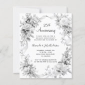 25ste huwelijksverjaardag Florals Silver Invitatio (Voorkant)
