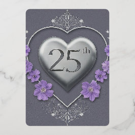 25ste huwelijksverjaardag folie uitnodiging