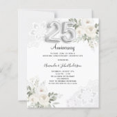 25ste huwelijksverjaardag foto Florals uitnodiging (Voorkant)