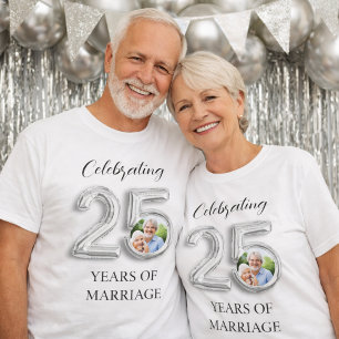 25ste huwelijksverjaardag foto zilver t-shirt