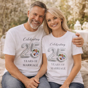 25ste huwelijksverjaardag foto zilver t-shirt