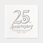 25ste huwelijksverjaardag Hart Custom Graphic Folie Servetten (Voorkant)