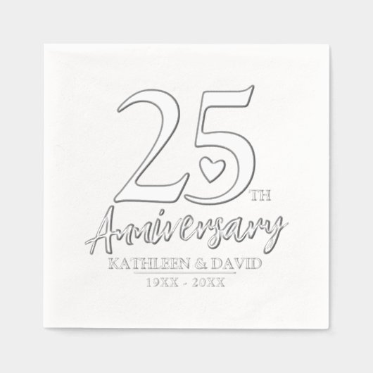 25ste huwelijksverjaardag Hart Custom Graphic Folie Servetten (Voorkant)