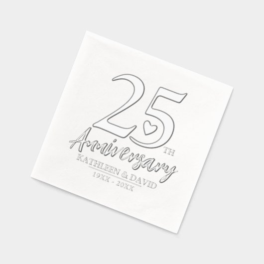 25ste huwelijksverjaardag Hart Custom Graphic Folie Servetten (Links)