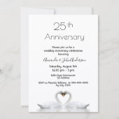 25ste huwelijksverjaardag twee zwanen verliefd wit kaart (Voorkant)