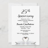 25ste huwelijksverjaardag twee zwanen verliefd wit kaart (Voorkant)