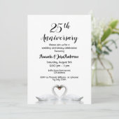 25ste huwelijksverjaardag twee zwanen verliefd wit kaart (Staand voorkant)