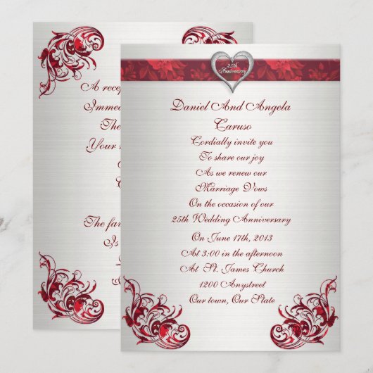 25ste huwelijksverjaardag Uitnodiging voor vernieu (Voorkant / Achterkant)