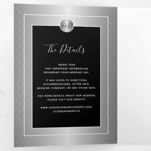 25ste huwelijksverjaardag zilveren foto QR RSVP Drieluik Aankondiging (Binnenzijde eerst)
