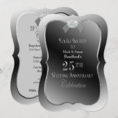 25ste huwelijksverjaardag - Zilveren nepdiamant Kaart (Voorkant / Achterkant)
