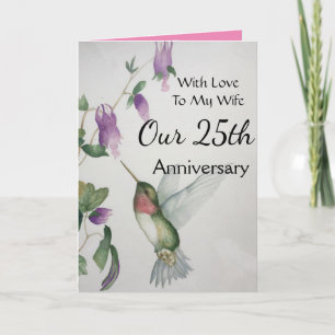 25ste Jubileum voor mijn vrouw  kolibrie Kaart