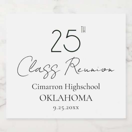 25ste schoolklas reünie sparkling wijnetiket (Enkel label)