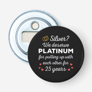 25ste trouwdag I - Zilver Grappig Paar Button Flesopener