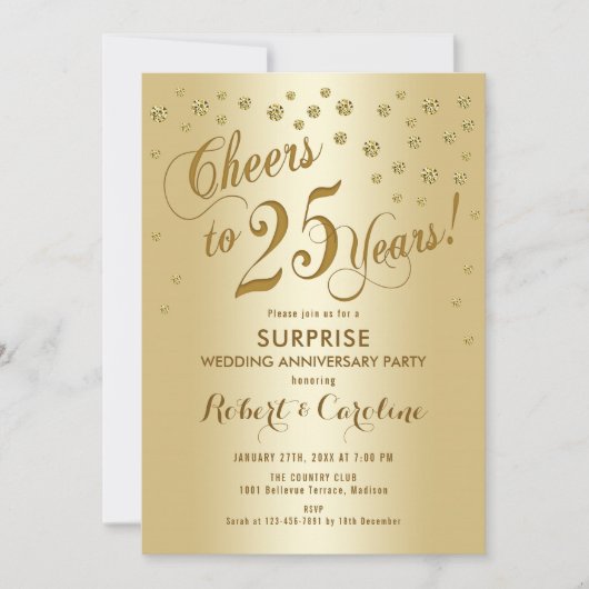 25ste trouwdag verrassen - Goud Kaart (Voorkant)