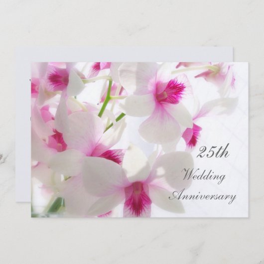 25ste trouwdag. Witte orchideeën Kaart (Voorkant / Achterkant)