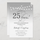 25ste trouwdag - Zilver Wit Kaart (Voorkant / Achterkant)