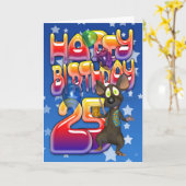 25ste verjaardag Kaart, Happy Birthday Kaart (Gele Bloem)