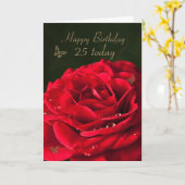 25ste verjaardag Kaart met een rode roos (Gele Bloem)