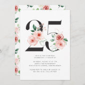 25ste Verjaardag Modern Bloemen Roos Goud Groen Kaart (Voorkant / Achterkant)