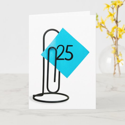 25ste verjaardag op een paperclip kaart (Gele Bloem)