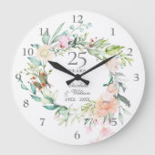 25ste zilveren Jubileum Rozen Floral Grote Klok (Voorkant)