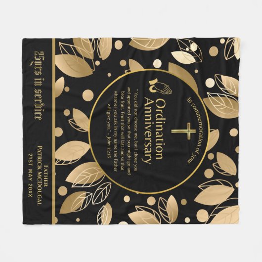 25th 50th ANY Priest Ordination Jubileum Gift Fleece Deken (Voorkant (Horizontaal))