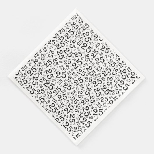 25th Age Random Number Pattern Black/White Servet (Hoek)