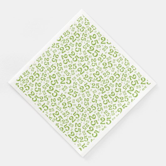25th Age Random Number Pattern Green/White Servet (Hoek)