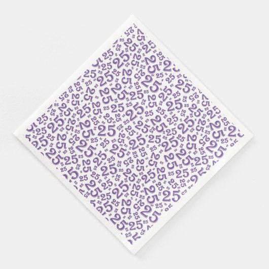 25th Age Random Number Pattern Purple/White Servet (Hoek)