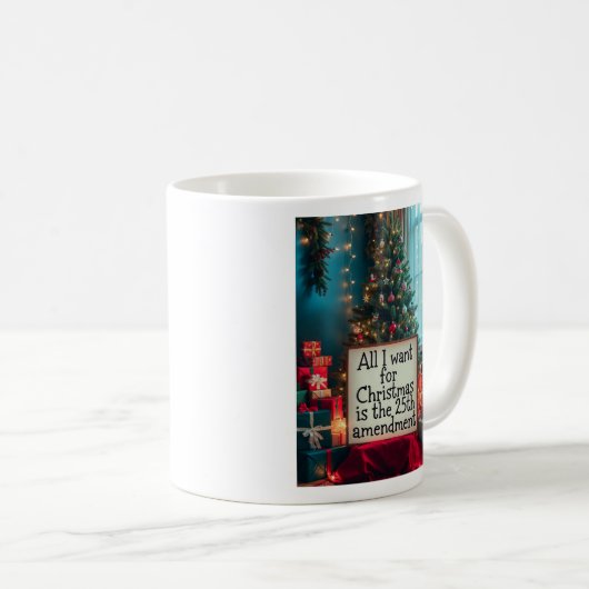 25th Amendment Christmas Mug with Festive Tree Koffiemok (Voorkant rechts)