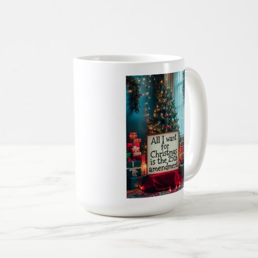 25th Amendment Christmas Mug with Festive Tree Koffiemok (Voorkant rechts)
