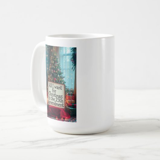 25th Amendment Christmas Mug with Festive Tree Koffiemok (Voorkant links)