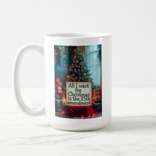 25th Amendment Christmas Mug with Festive Tree Koffiemok (Links)