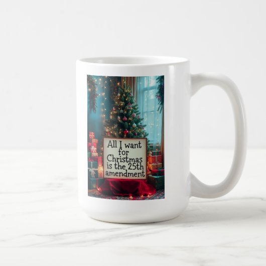 25th Amendment Christmas Mug with Festive Tree Koffiemok (Rechts)