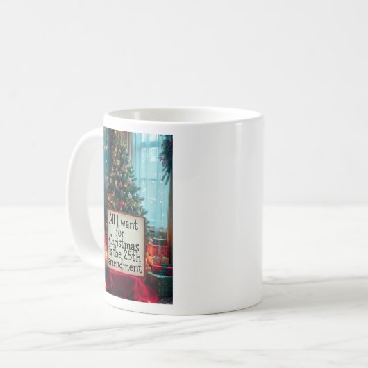25th Amendment Christmas Mug with Festive Tree Koffiemok (Voorkant links)