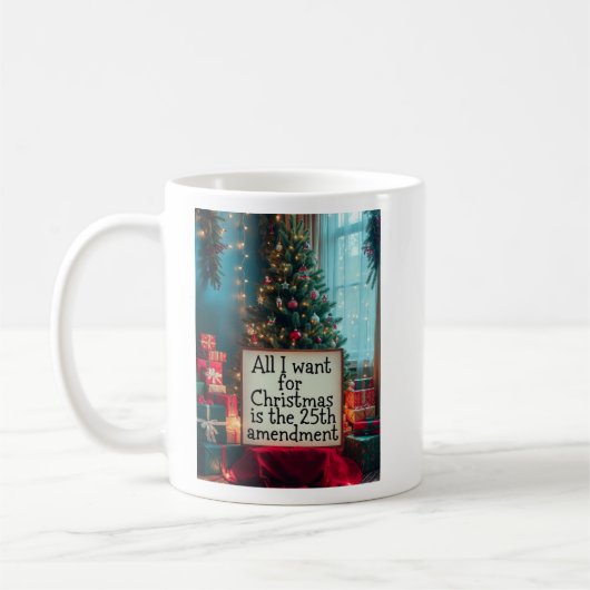 25th Amendment Christmas Mug with Festive Tree Koffiemok (Links)