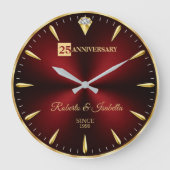 25th Anniversary Elegant Ruby Red & Gold Wedding A Grote Klok (Voorkant)