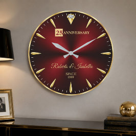 25th Anniversary Elegant Ruby Red & Gold Wedding A Grote Klok