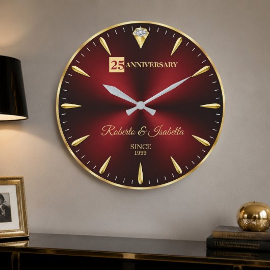 25th Anniversary Elegant Ruby Red & Gold Wedding A Grote Klok