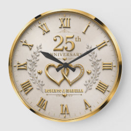 25th Anniversary Elegant Silver & Gold Wedding Grote Klok