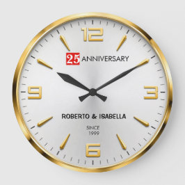 25th Anniversary Elegant Silver & Gold Wedding Grote Klok