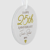 25th Anniversary Faux Gold Custom Wedding Ornament (voorkant)